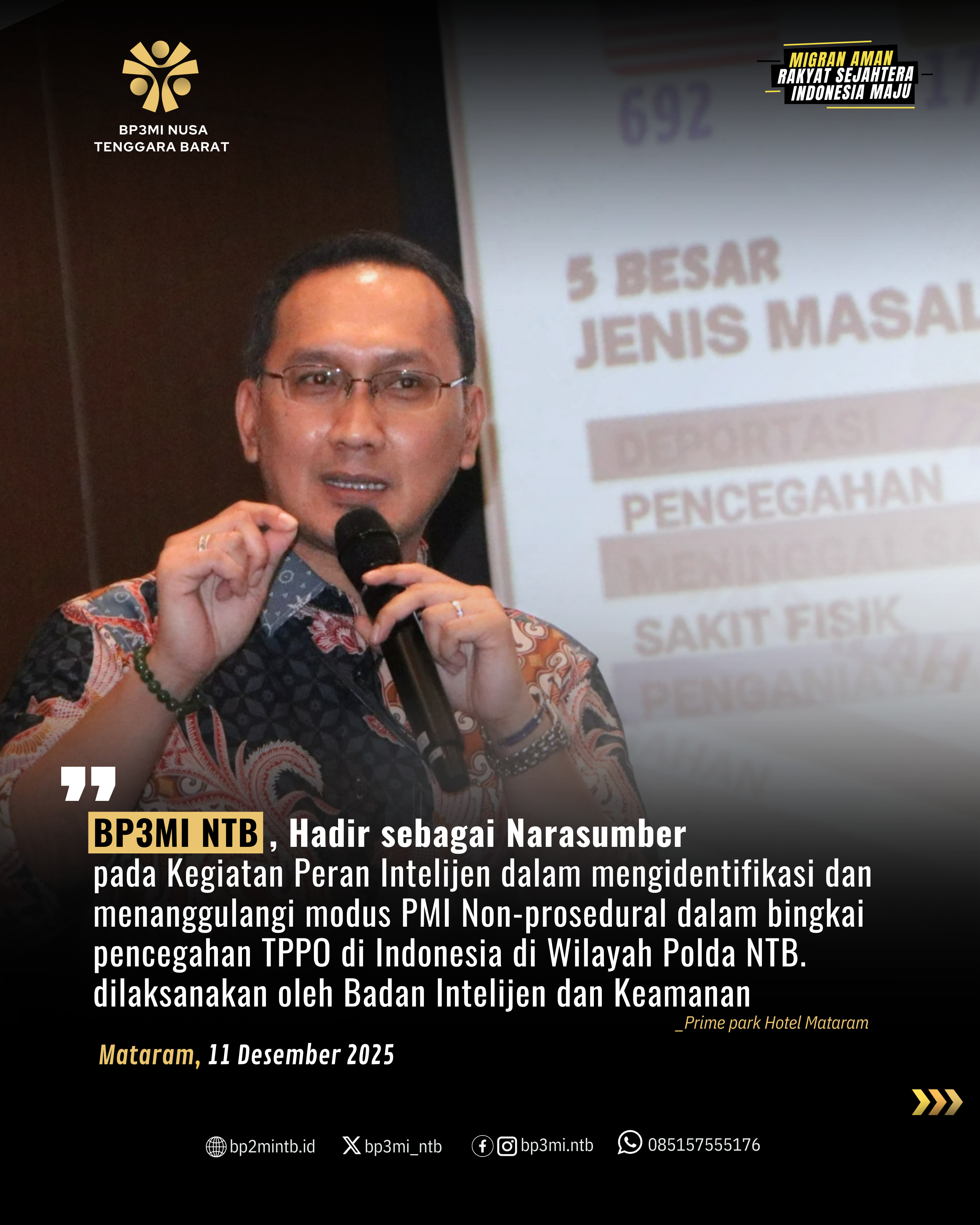 BP3MI NTB Menjadi Narasumber dalam Kegiatan Pencegahan TPPO di Wilayah Polda NTB