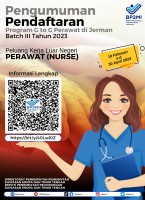 PENGUMUMAN PENDAFTARAN CALON KANDIDAT PEKERJA MIGRAN INDONESIA (PMI) PERAWAT PROGRAM G TO G DI JERMAN BATCH III TAHUN 2023