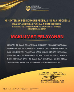 Maklumat Pelayanan BP3MI Nusa Tenggara Barat